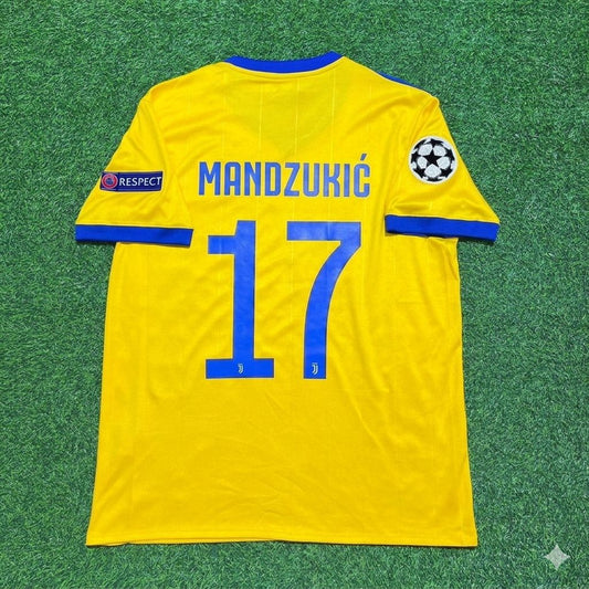 Mario Mandzukic Juventus 2017-2018 Yellow Retro Football Jersey