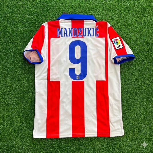 Mario Mandzukic 9 Atlético Madrid Home 2014/15 Retro Kit Trikot Jersey Maillot Soccer Shirt