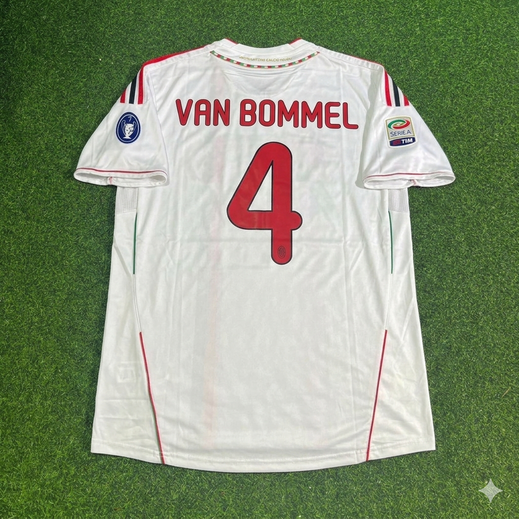 Mark Van Bommel #4 Milan 2011-2012 White Away Retro Football Jersey