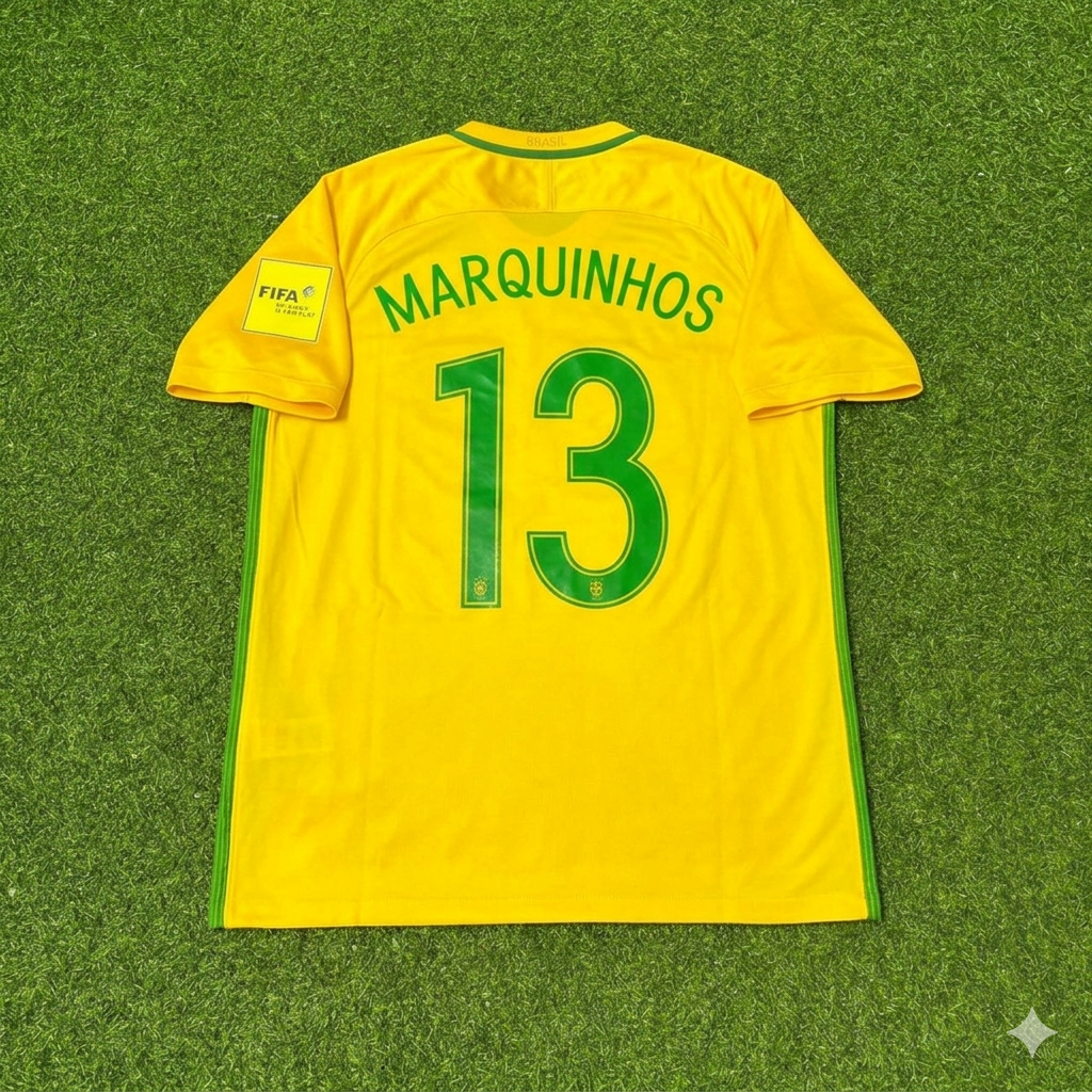 Marcos Aoás Corrêa #13 Brazil 2018 World Cup Home Football Jersey