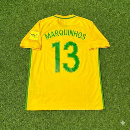 Marcos Aoás Corrêa #13 Brazil 2018 World Cup Home Football Jersey