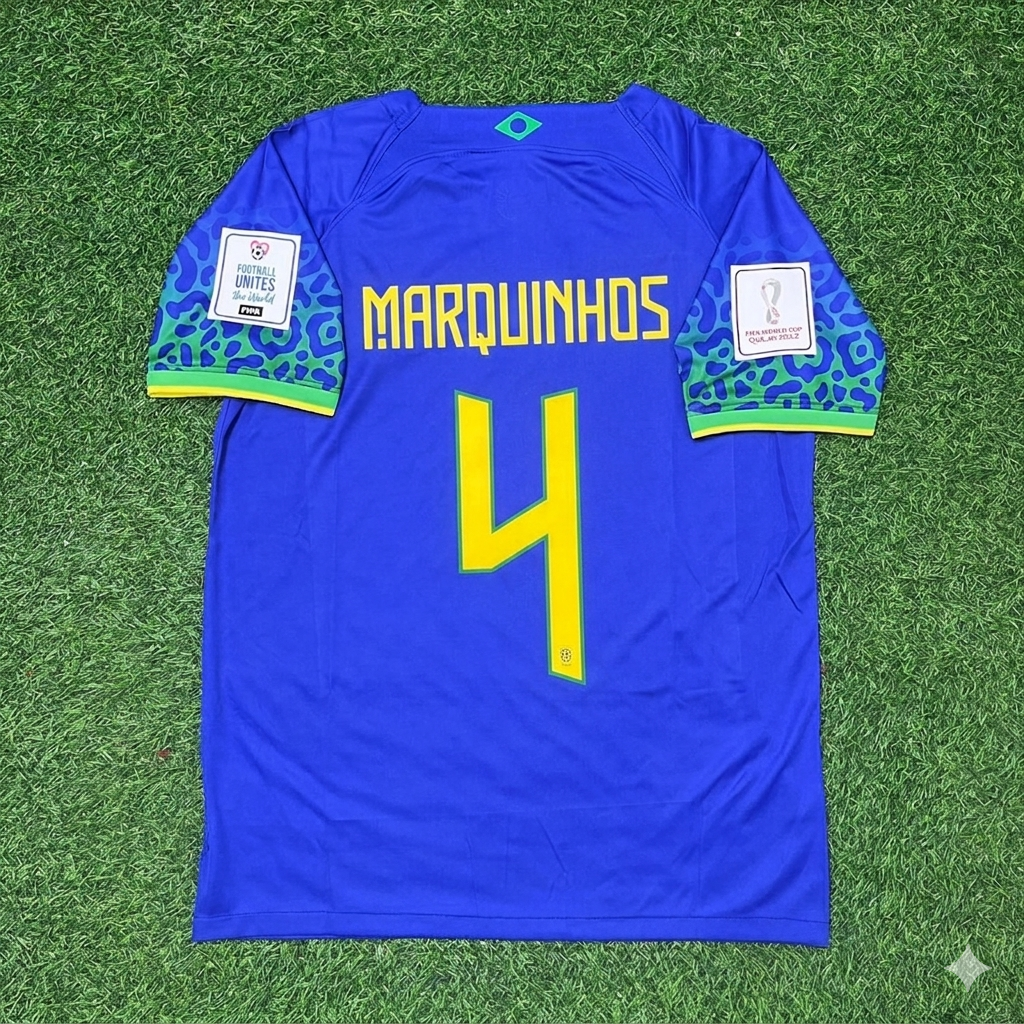 Marquinhos 4 Brazil 2022 World Cup Football Jersey
