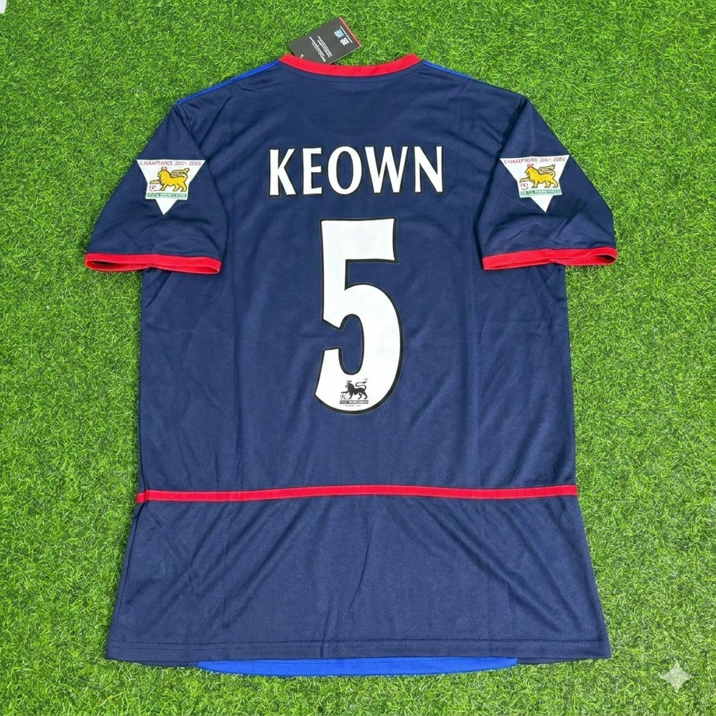 Martin Keown 5- Arsenal 2002-2004 Black Blue o2 Retro Kit Jersey Trikot Maglia Camiseta Soccer Shirt