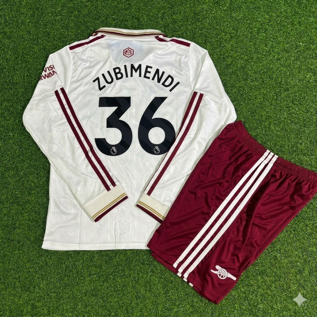 Martin Zubimendi #36 Arsenal Kids Long Sleeve New Season 2026 Jersey Kit Soccer Trikot Maillot Maglia