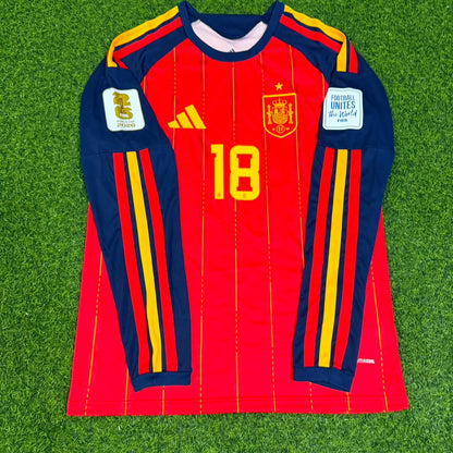 Martin Zubimendi #18 Spain 2026 World Cup Home Long Sleeve Jersey Trikot Maillot