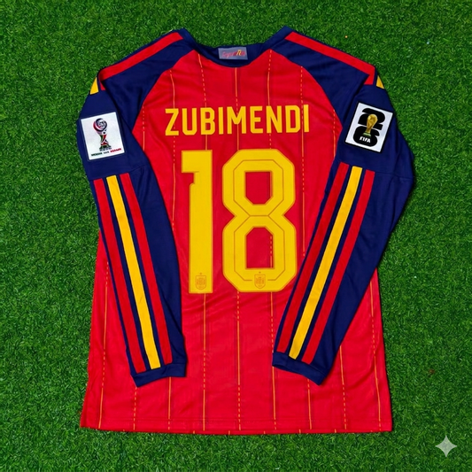 Martin Zubimendi #18 Spain 2026 World Cup Home Long Sleeve Jersey Trikot Maillot