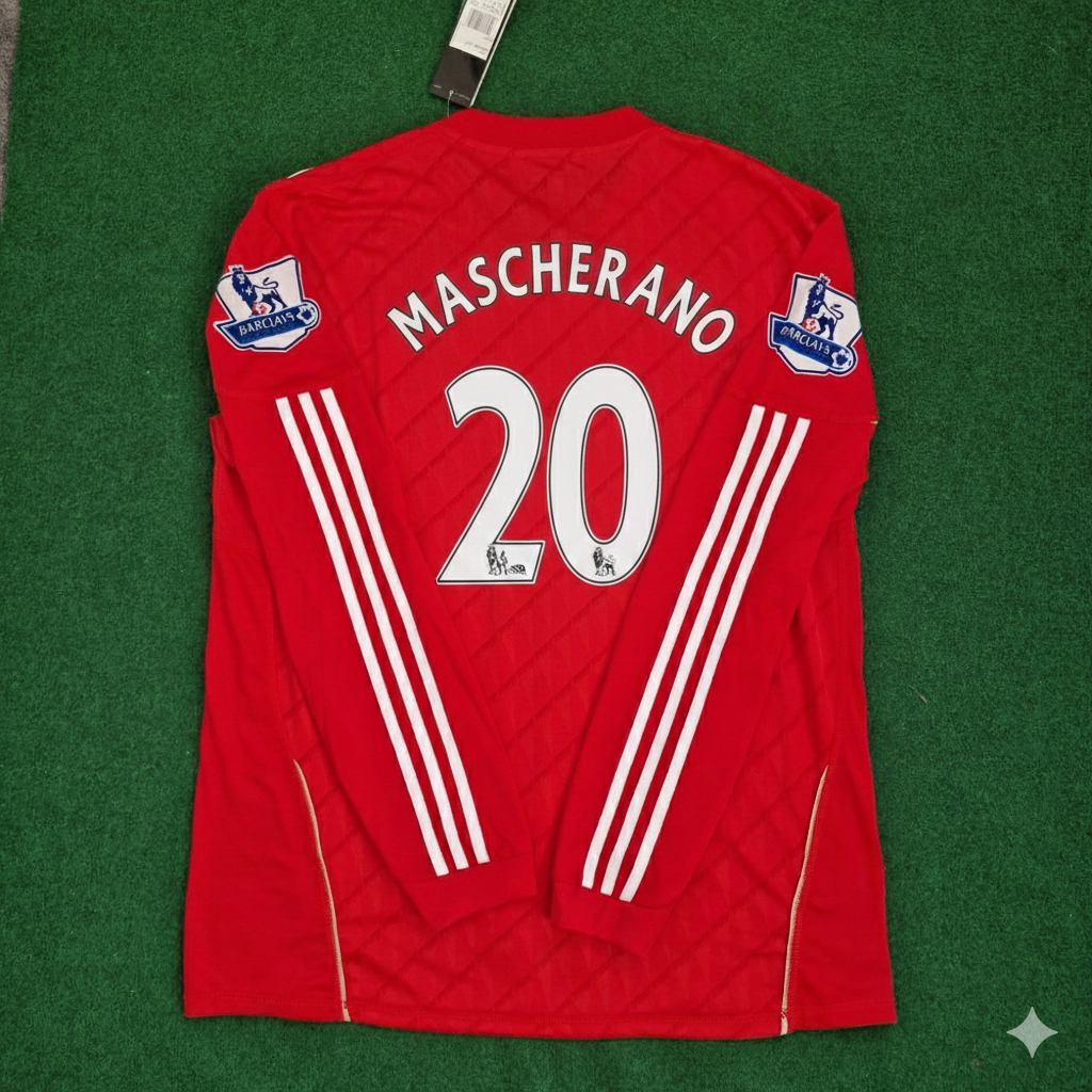 Javier Mascherano Liverpool 2010 2012 Season Long Sleeves Red Retro Jersey Trikot Soccer Shirt