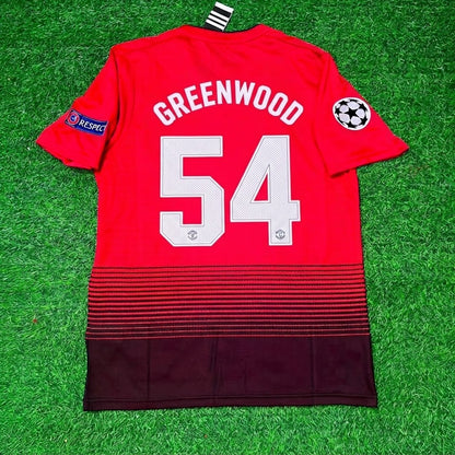 Mason Greenwood #54 Manchester United 2018/2019 Season Home Red Retro Football Jersey
