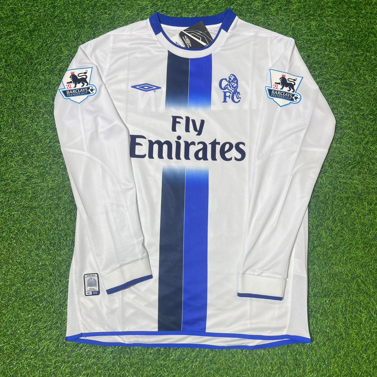 Mateja Kezman 9 Chelsea Away 2004 Retro White Long Sleeve Jersey Trikot Kit Maillot Soccer Shirt