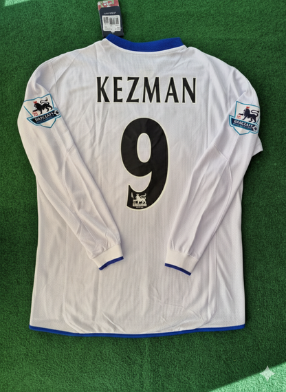 Mateja Kezman 9 Chelsea Away 2004 Retro White Long Sleeve Jersey Trikot Kit Maillot Soccer Shirt