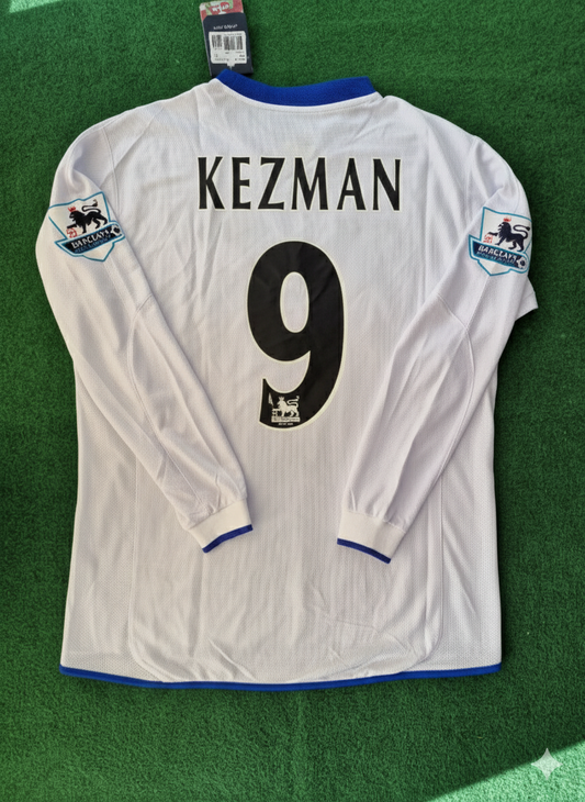 Mateja Kezman 9 Chelsea Away 2004 Retro White Long Sleeve Jersey Trikot Kit Maillot Soccer Shirt