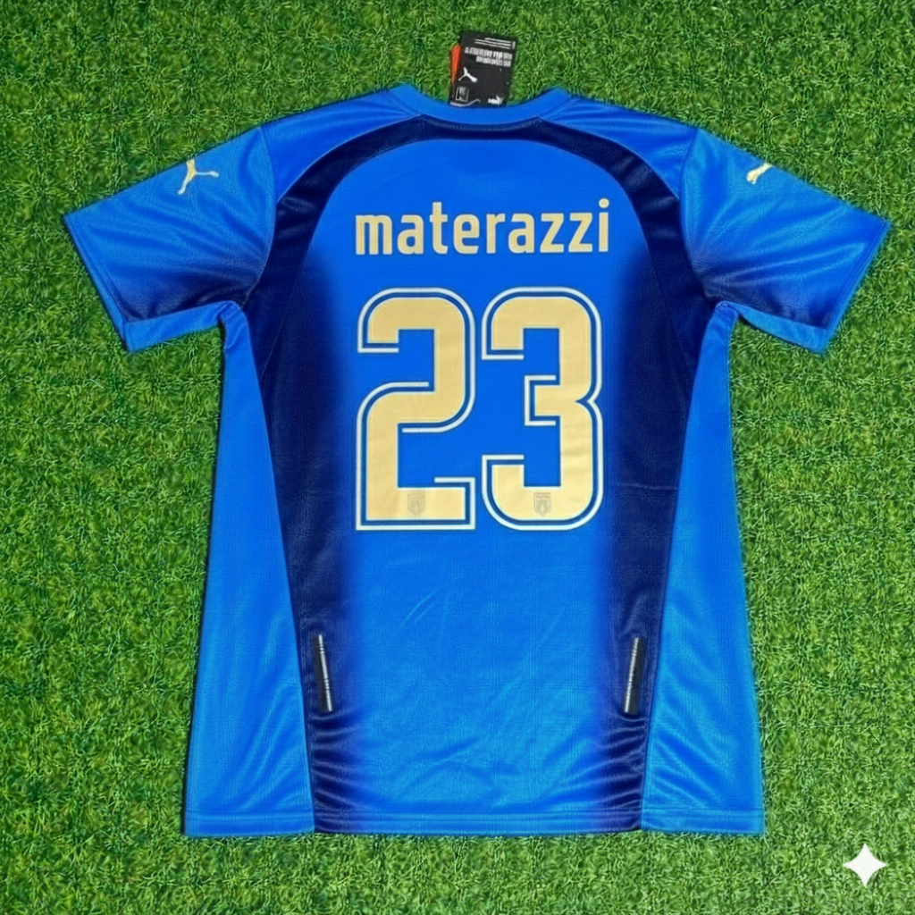 Marco Materazzi 23 - Italy 2006 World Cup Final Retro Jersey Maillot Trikot Maglia Soccer Shirt