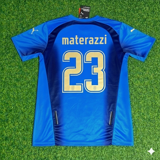 Marco Materazzi 23 - Italy 2006 World Cup Final Retro Jersey Maillot Trikot Maglia Soccer Shirt