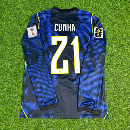 Matheus Cunha 21# Brazil 2026 World Cup Sleeve Blue Away Jersey Trikot