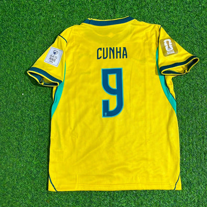 Matheus Cunha #9 Brazil 2026 World Cup Yellow Home Football Jersey
