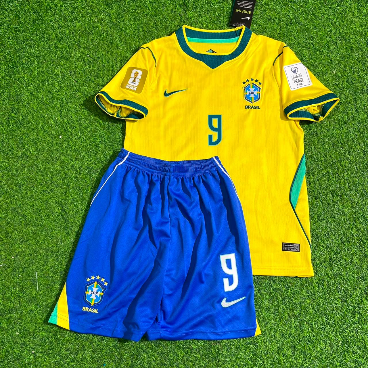 Matheus Cunha #9 Brazil 2026 World Cup Yellow Home Kids Football Jersey
