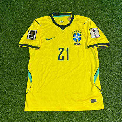 Matheus Cunha #21 Brazil 2026 World Cup Yellow Home Football Jersey