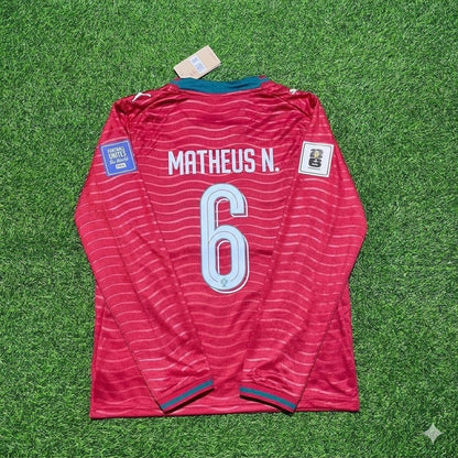 Matheus Nunes Portugal 2026 Red Home New Season Long Sleeve Football Jersey