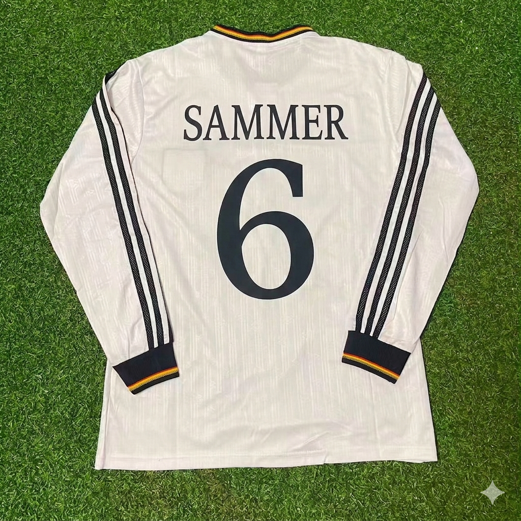 Matthias Sammer #6 Germany EURO 1996 Final Home Long Sleeve Retro Football Jersey Kit