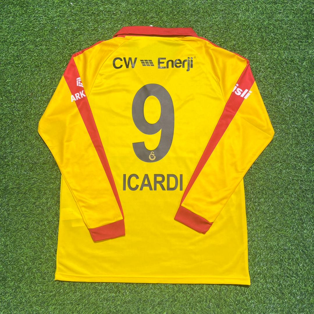 Mauro Icardi Galatasaray Vintage Yellow Long Sleeve Football Jersey