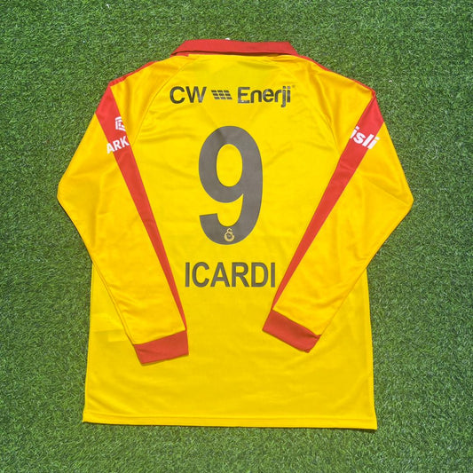 Mauro Icardi Galatasaray Vintage Yellow Long Sleeve Football Jersey