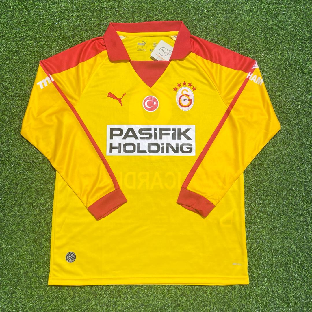 Mauro Icardi Galatasaray Vintage Yellow Long Sleeve Football Jersey