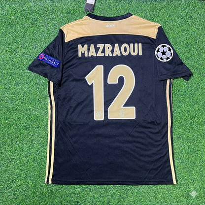 Noussair Mazraoui Ajax 2018–2019 Champions League Black Retro Football Jersey Kit