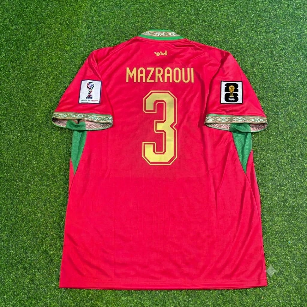 Noussair Mazraoui Morocco 2026 World Cup Home Red Football Jersey