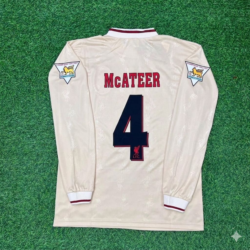 Jason McAteer Liverpool 1996 1997 Retro Away White Long Sleeve Jersey