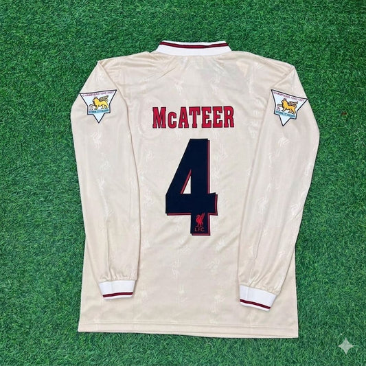 Jason McAteer Liverpool 1996 1997 Retro Away White Long Sleeve Jersey