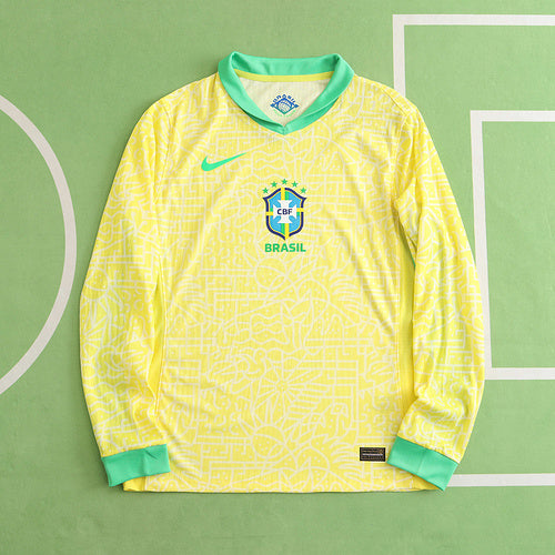 2024 Copa América Brazil Home Long Sleeve Jersey Maillot Trikot Maglia