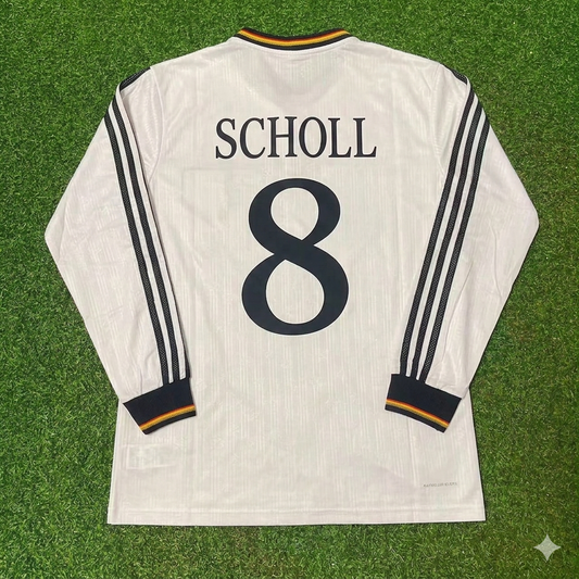 Mehmet Scholl #8 Germany EURO 1996 Final Home Long Sleeve Retro Football Jersey Kit