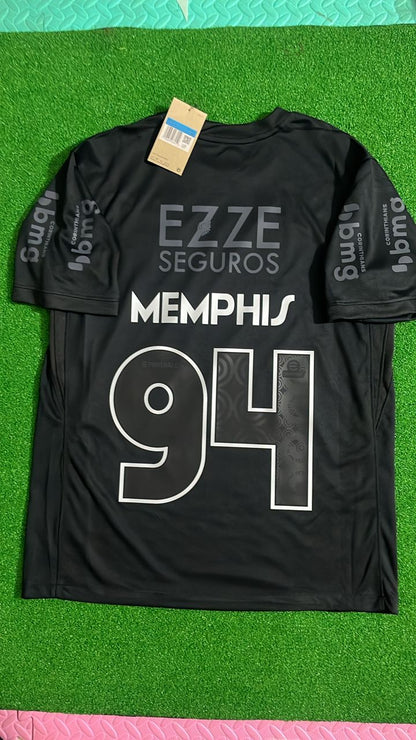 Memphis Depay #94 Corinthians Black Kit Jersey Trikot Maillot Maglia Camiseta Soccer Shirt