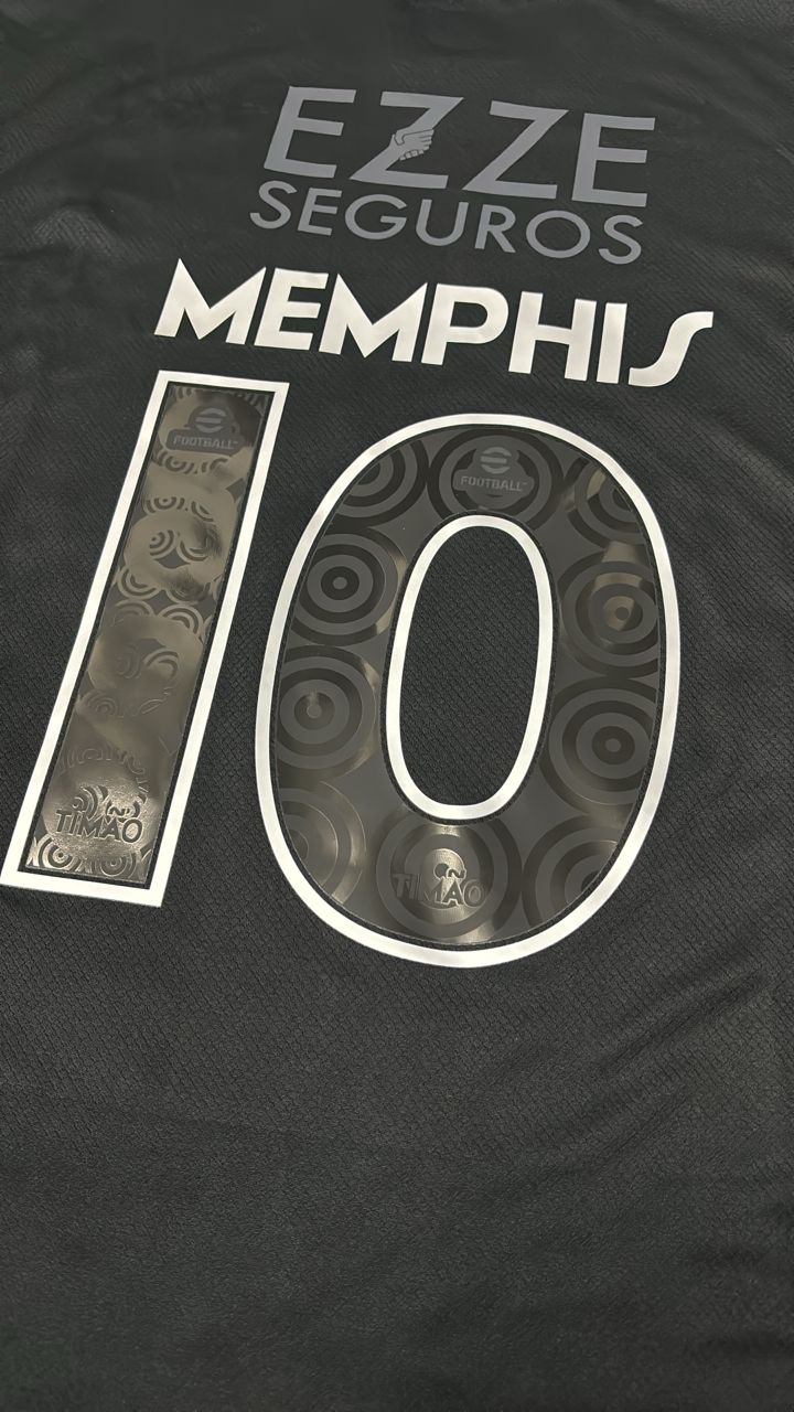Memphis Depay #10 Corinthians Black Kit Jersey Trikot Maillot Maglia Camiseta Soccer Shirt