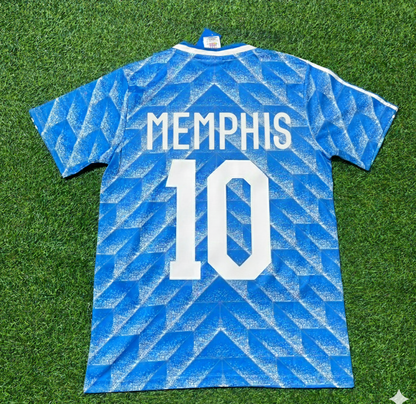 Memphis Depay Netherlands Blue Retro Football Jersey Kit