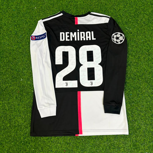 Merih Demiral 28- Juventus Long Sleeve 2019 2020 Retro White Black Jersey Trikot Maglia