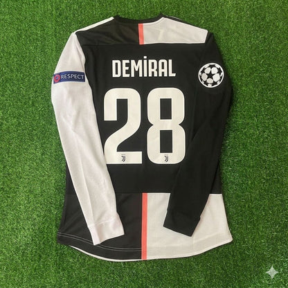 Merih Demiral 28- Juventus Long Sleeve 2019 2020 Retro White Black Jersey Trikot Maglia