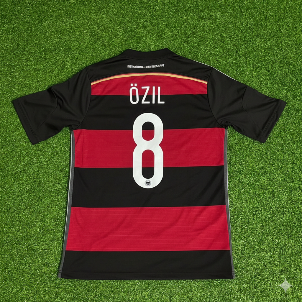 Mesut Özil Deutschland Deutschland WM 2014 Brasilien Schwarz Rot Retro Trikot Trikot Fußballtrikot