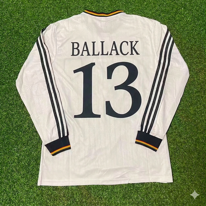 Michael Ballack #13 Germany EURO 1996 Final Home Long Sleeve Retro Football Jersey Kit