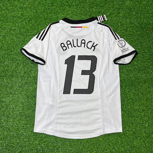Michael Ballack Germany Deutschland 2002 World Cup Japan Korea White Retro Jersey Trikot