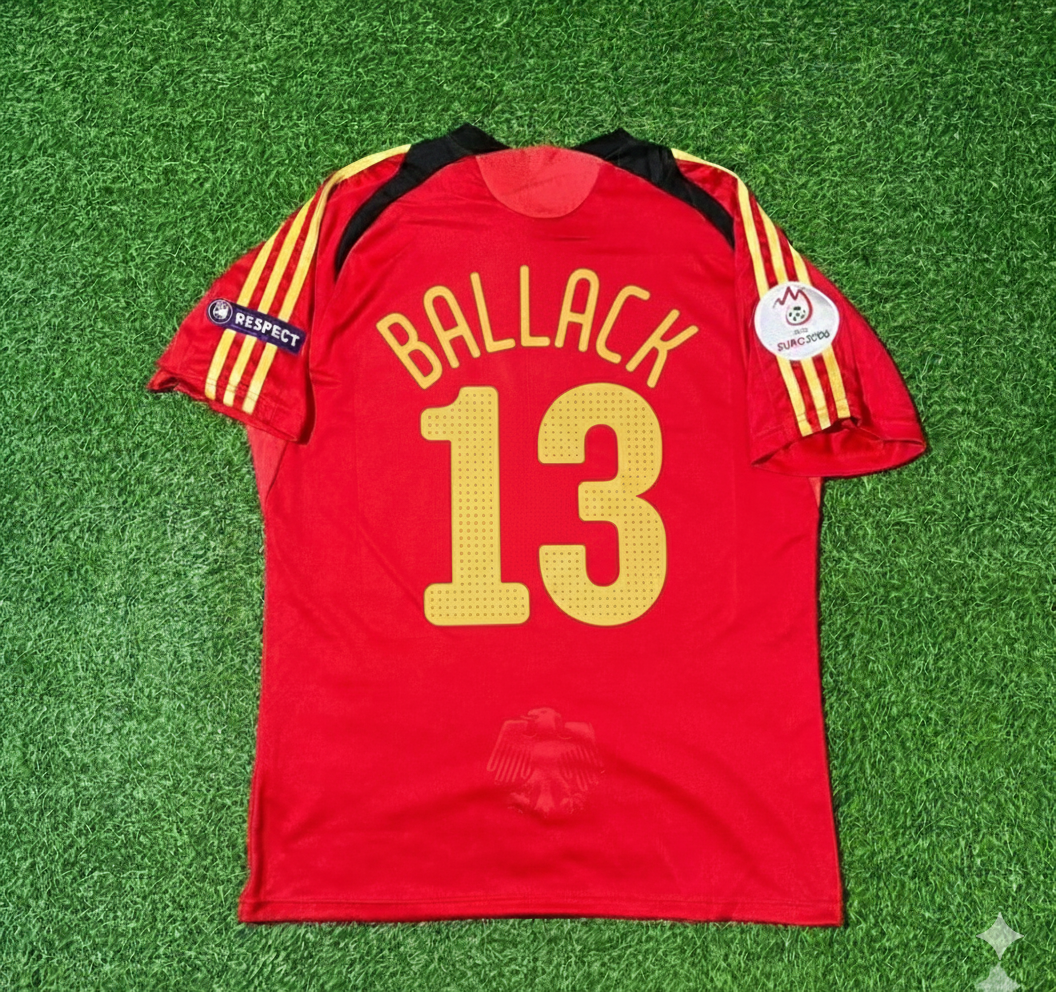 Michael Ballack Germany EURO 2008 Away Red Retro Football Jersey Kit