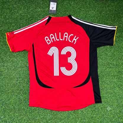 Michael Ballack Germany 2006 World Cup Away Red Black Retro Football Jersey