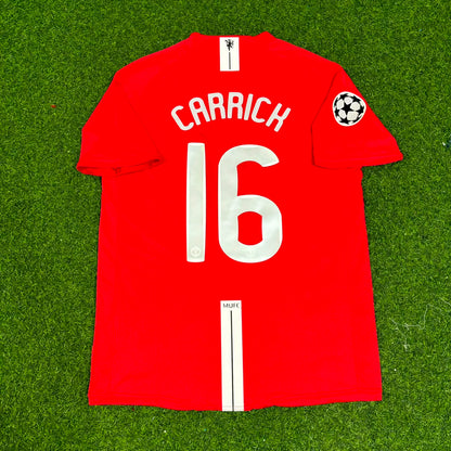 Michael Carrick Manchester United Champions League Final Moscow 2008 Retro Red Football Shirt