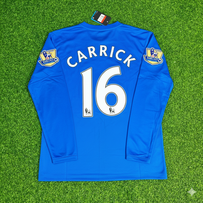 Michael Carrick Manchester United 2008 Blue EPL Patch Retro Long Sleeve Football Jersey