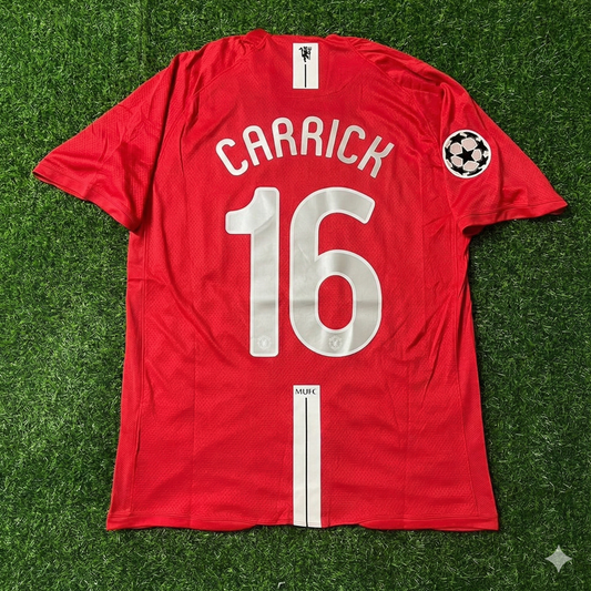 Michael Carrick Manchester United Champions League Final Moscow 2008 Retro Red Football Shirt