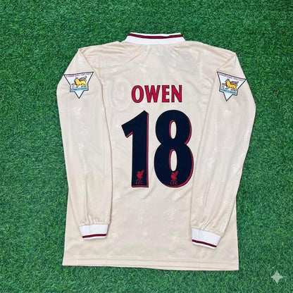 Michael Owen Liverpool 1996 1997 Retro Away White Long Sleeve Jersey