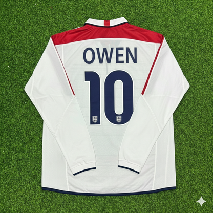 Michael Owen England EURO 2004 Long Sleeve Home Retro Football Jersey