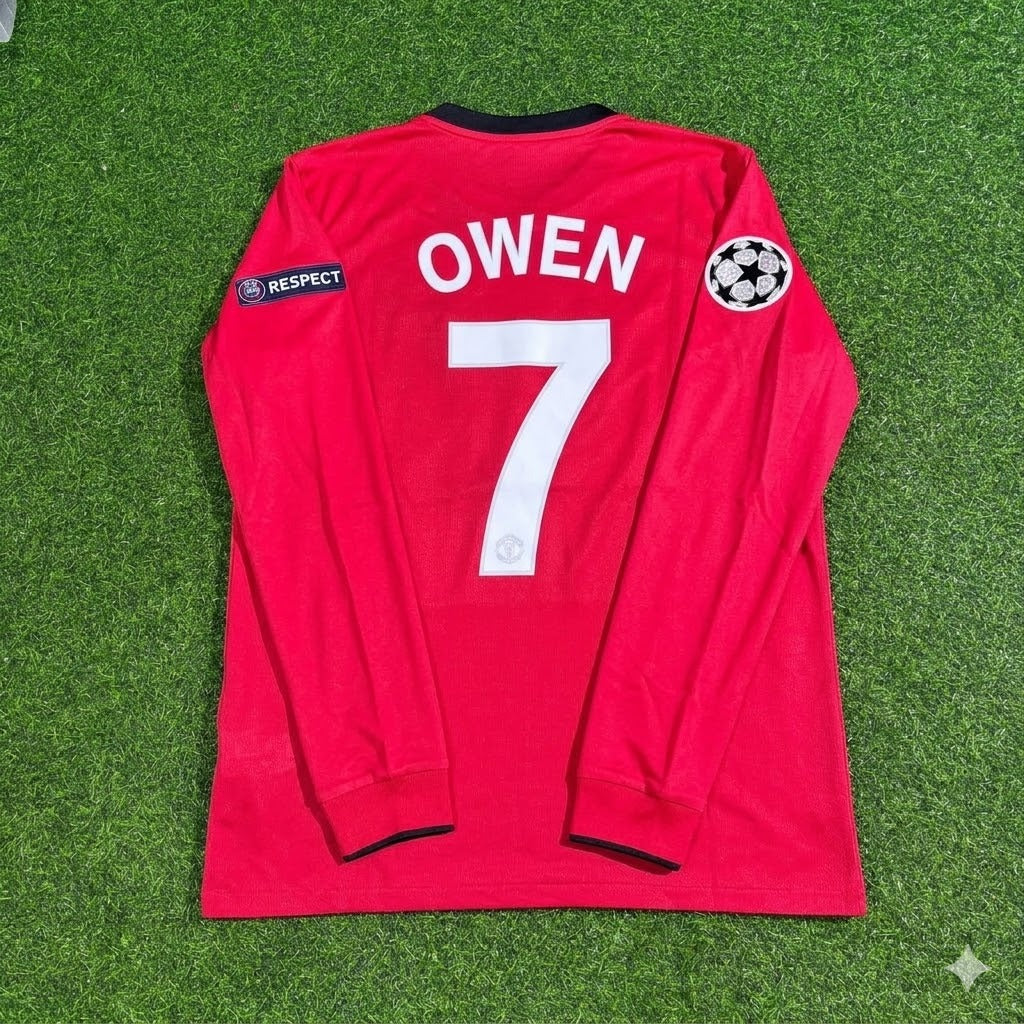 Michael Owen #7 Manchester United 2009-2010 Retro Long Sleeve Football Jersey