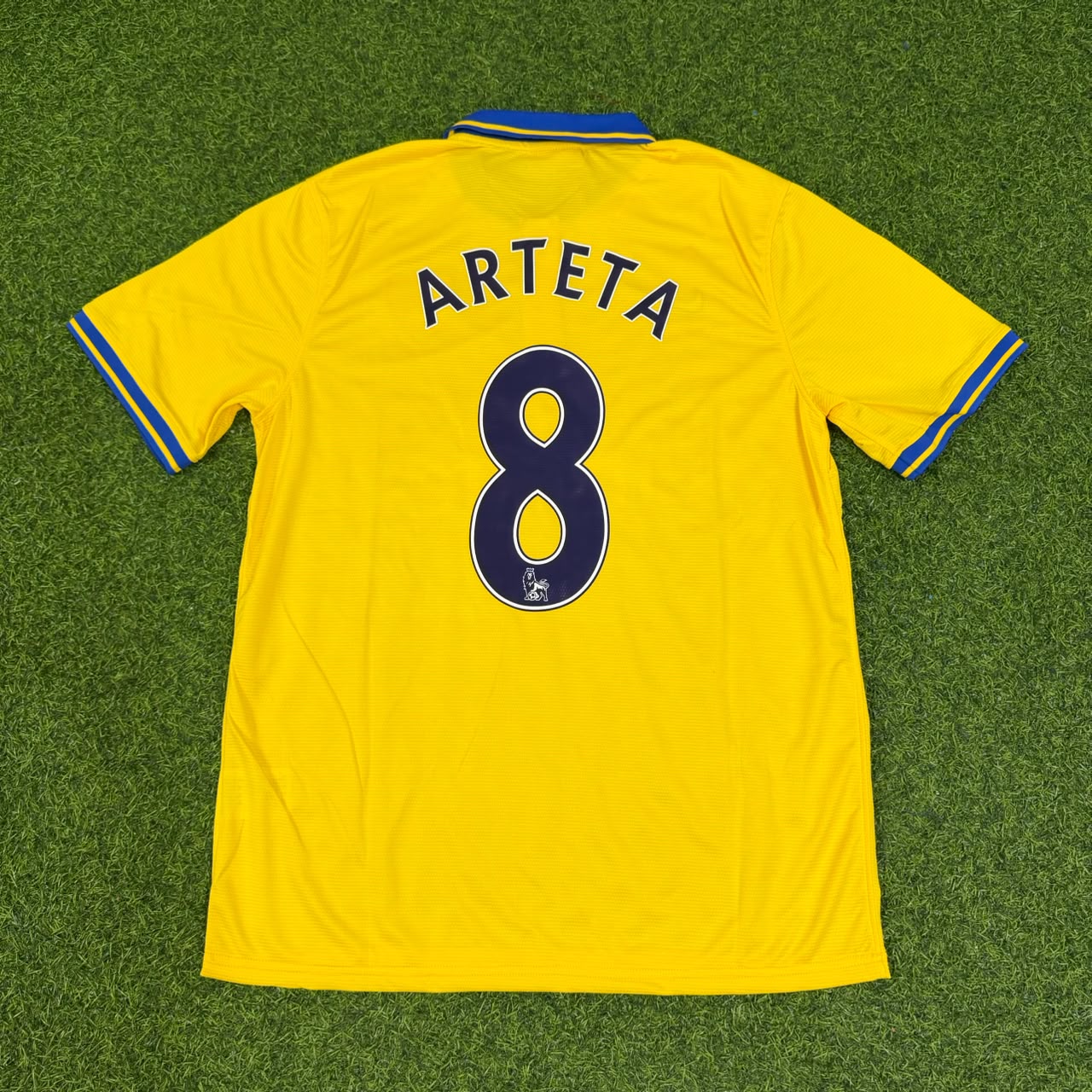 Mikel Arteta – Arsenal 2013/2014 Yellow Retro Kit Jersey Trikot Maillot Soccer Shirt