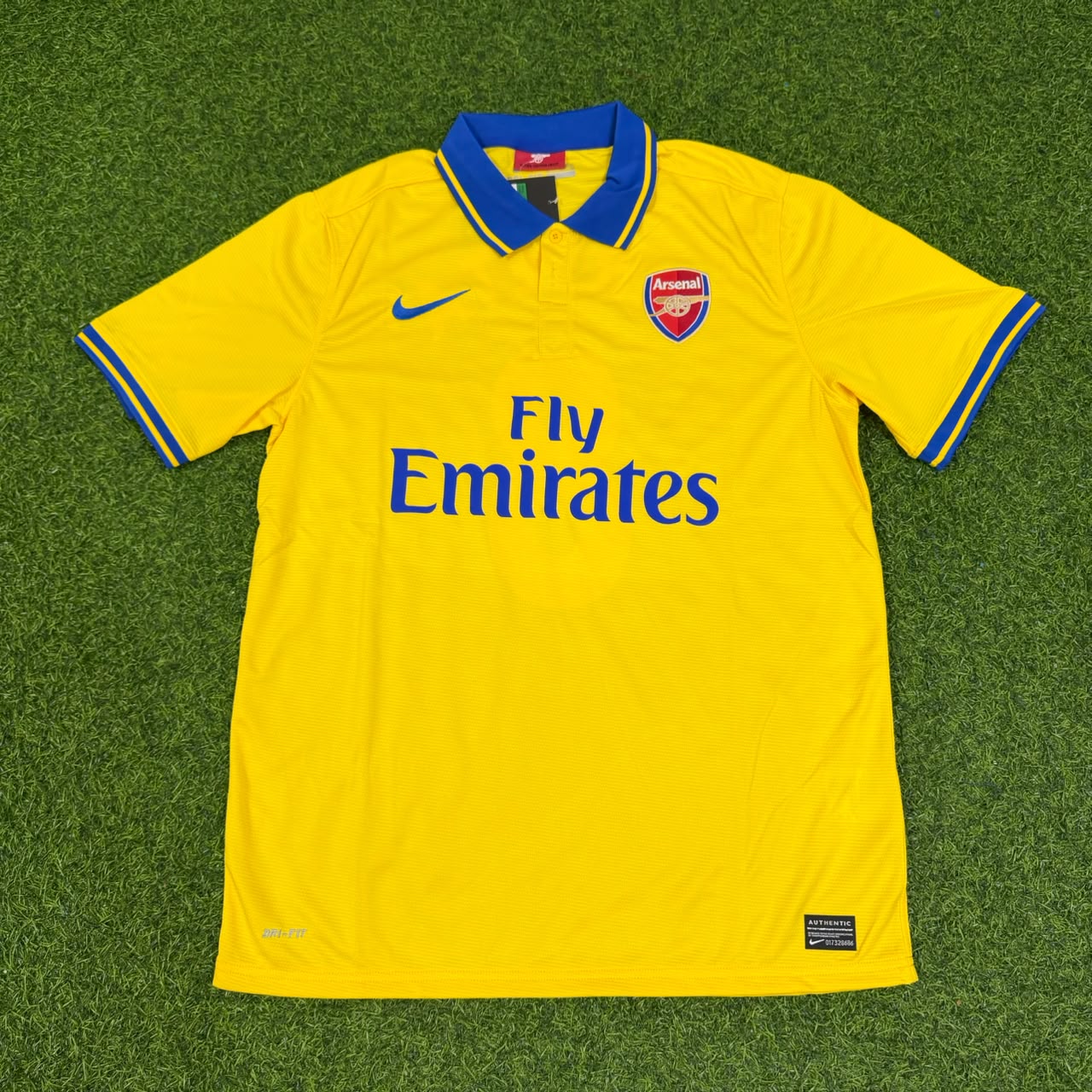 Mikel Arteta – Arsenal 2013/2014 Yellow Retro Kit Jersey Trikot Maillot Soccer Shirt